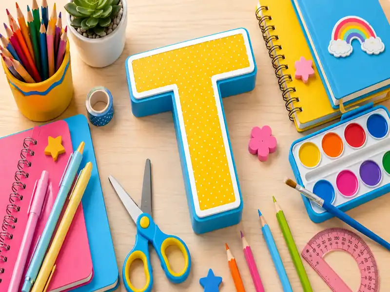 Material Escolar com T: Exemplos de Objetos Usados na Escola