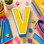 Material Escolar com V: Itens Escolares para o Jogo Stop